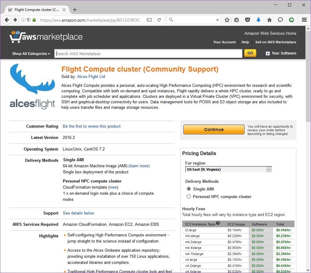 Alces Flight in AWS Marketplace