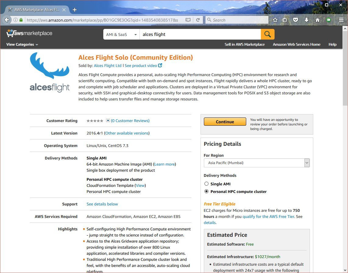 Alces Flight in AWS Marketplace