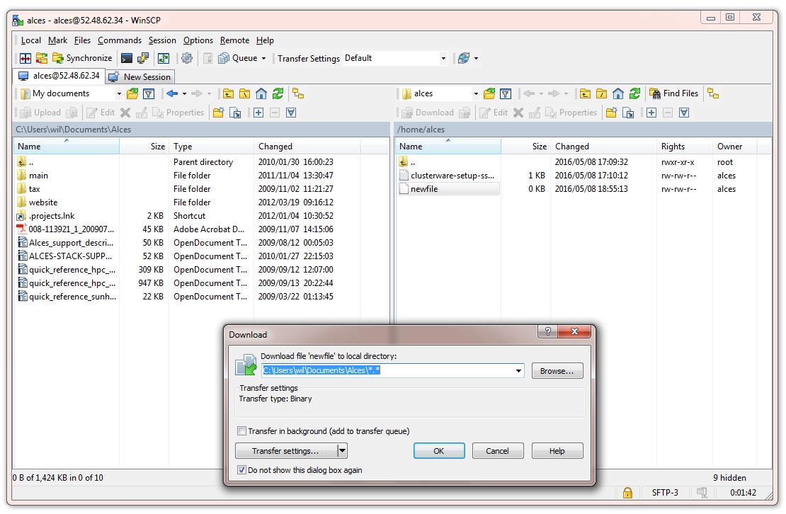 Copying files with WinSCP